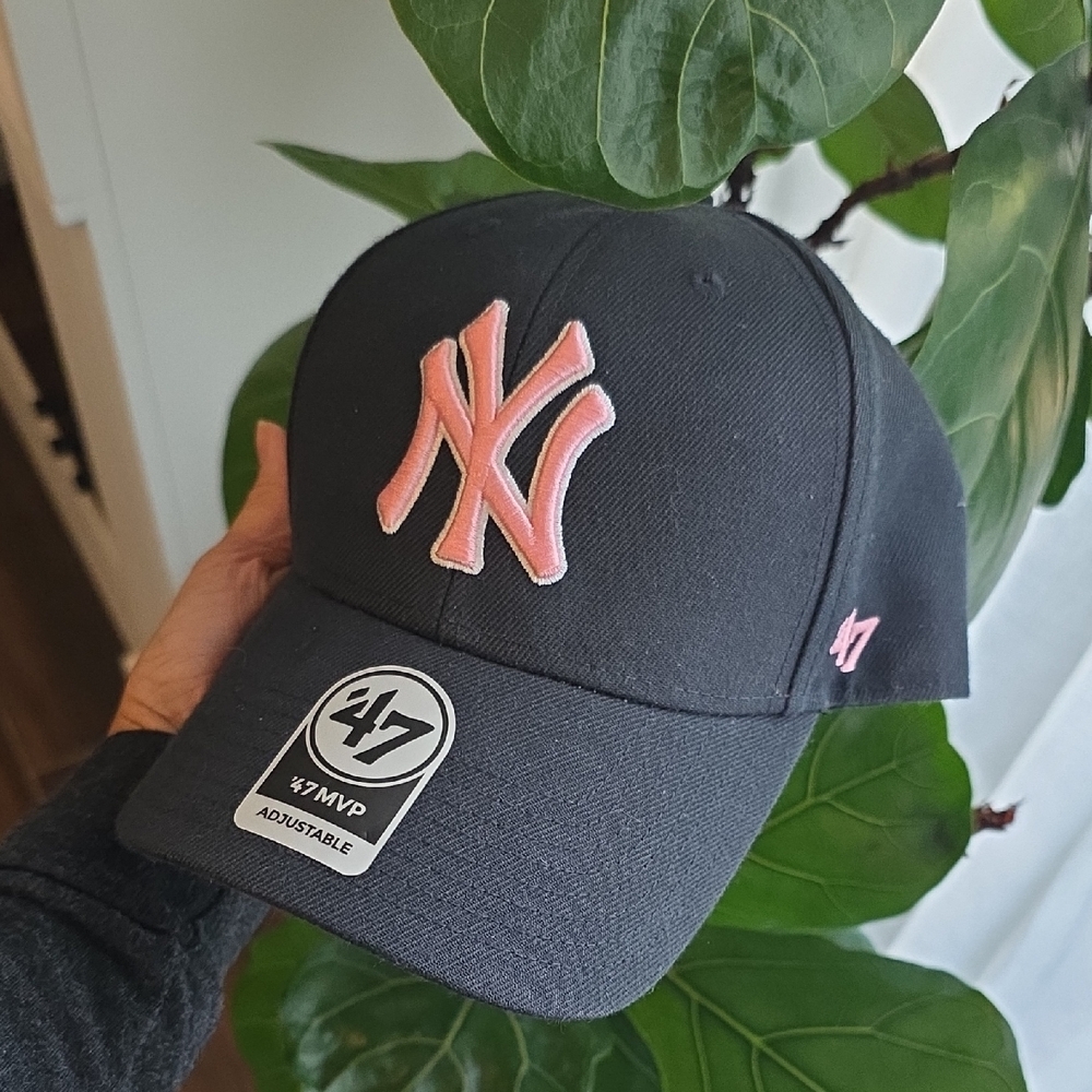 47 Brand Kids Black Cap with Pink Logo Custim Made With Letter J on the Side